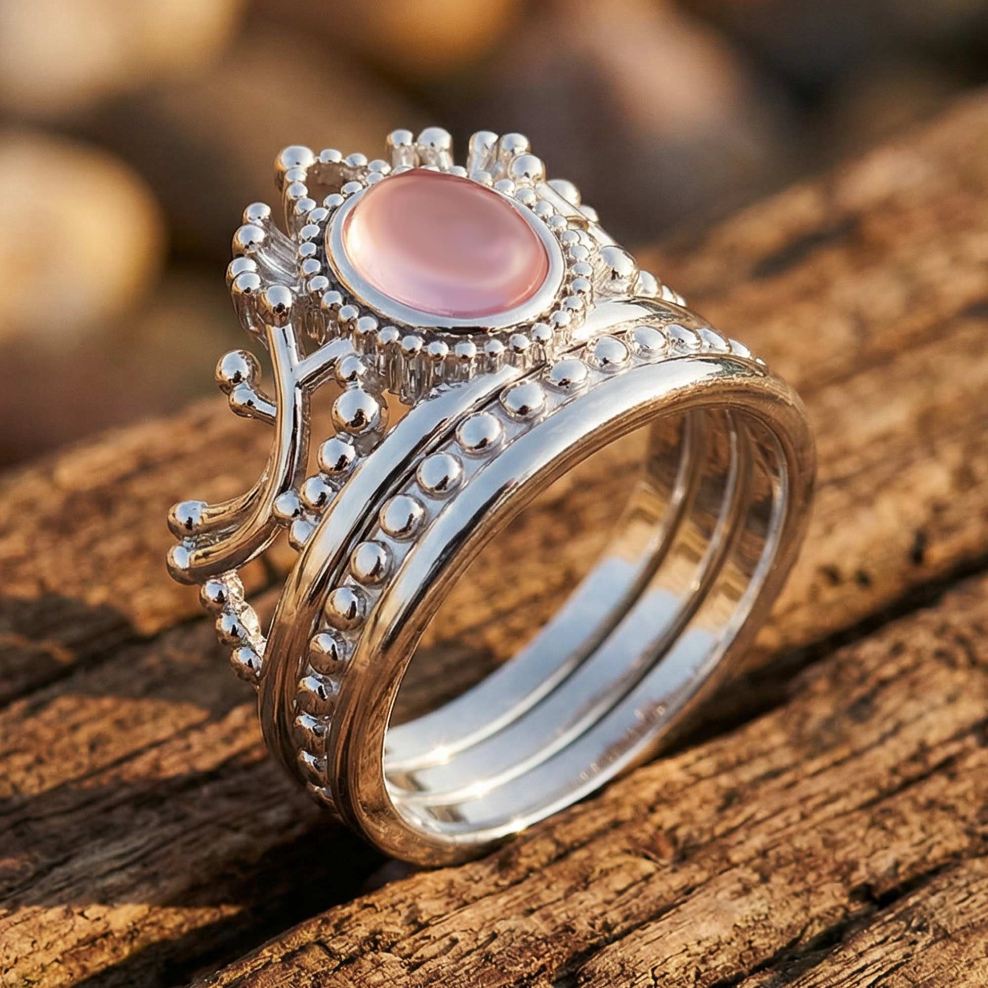Dustland Crown Ring - Rose Quartz 3