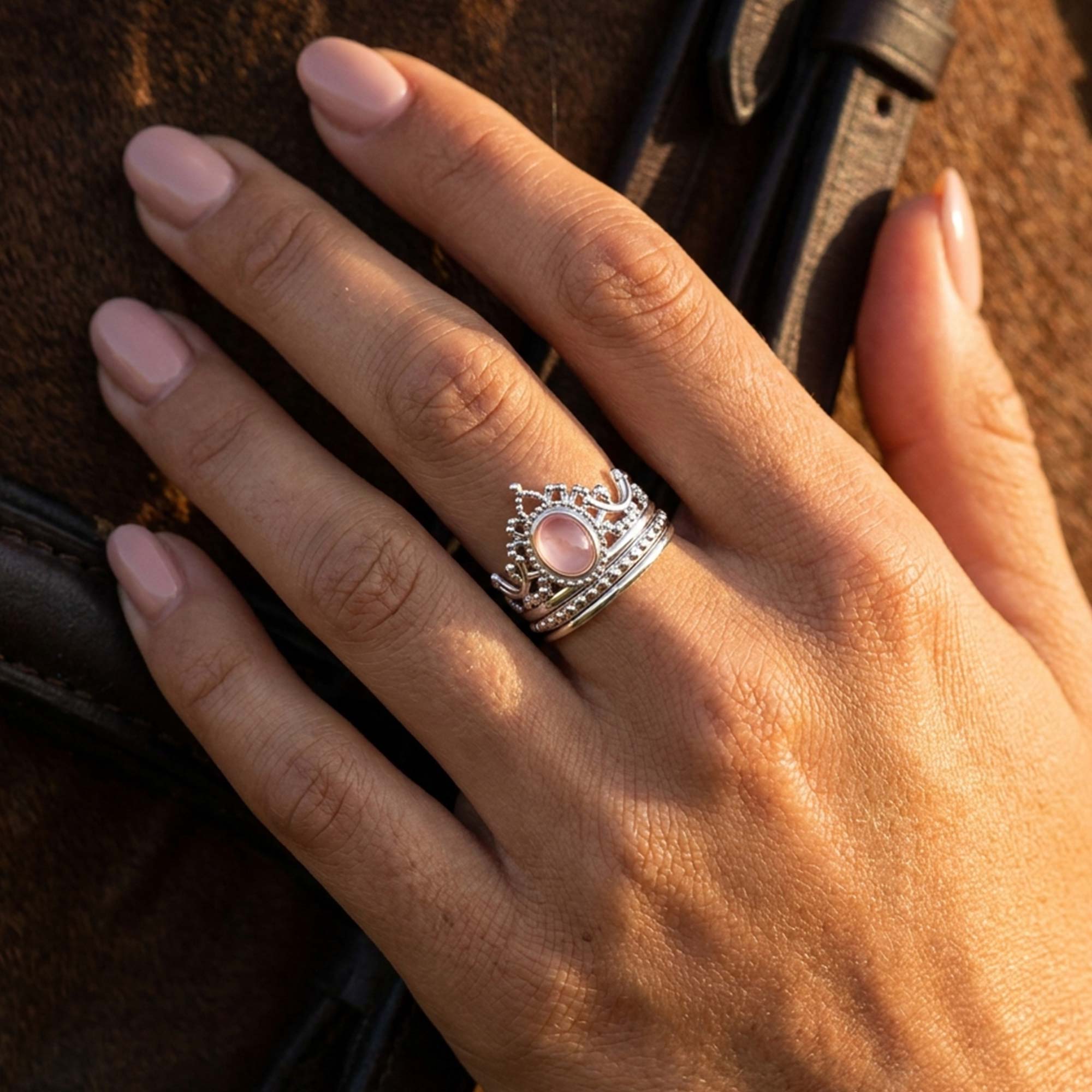 Dustland Crown Ring - Rose Quartz 4
