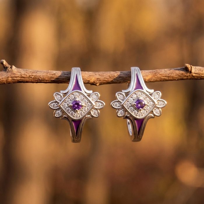 Eagle's Feather Earrings - Amethyst 1
