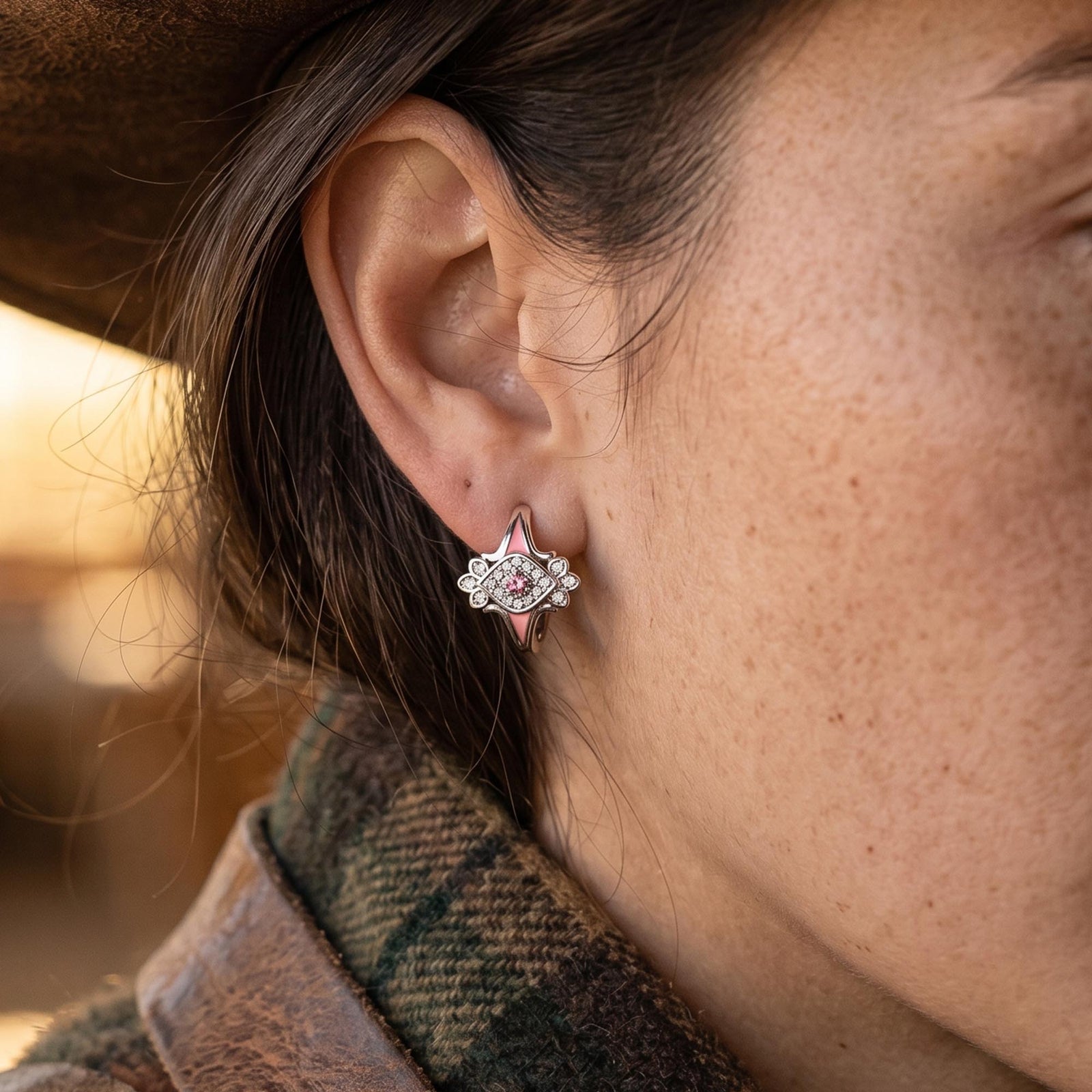 Eagle's Feather Earrings - Rose Quartz 2