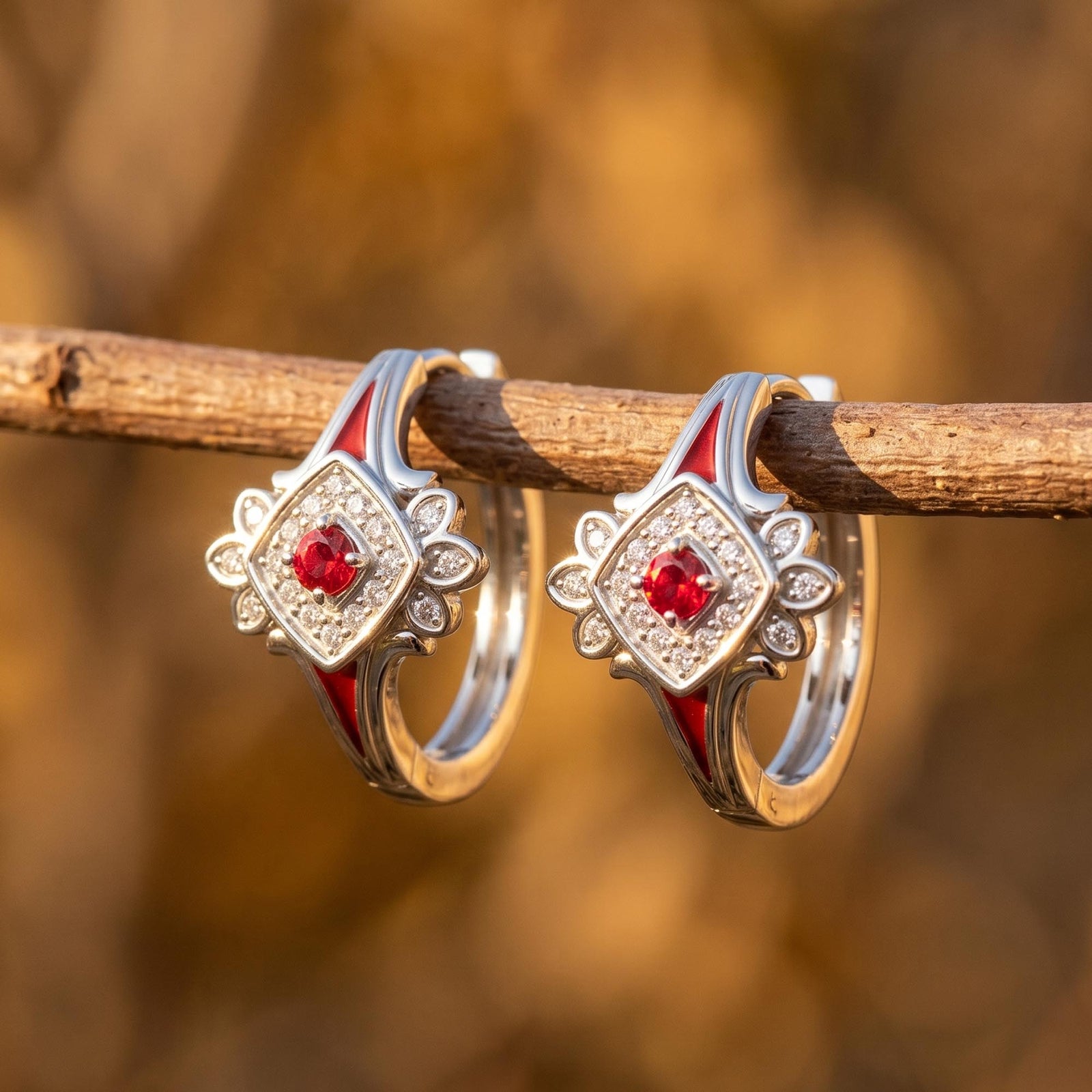 Eagle's Feather Earrings - Ruby 1