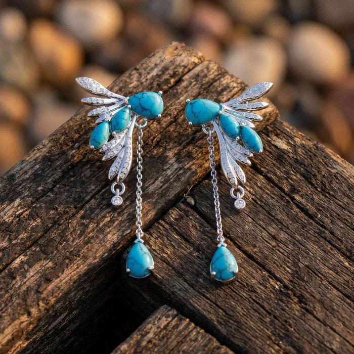 Elegant Dragonfly Earrings - Turquoise 1