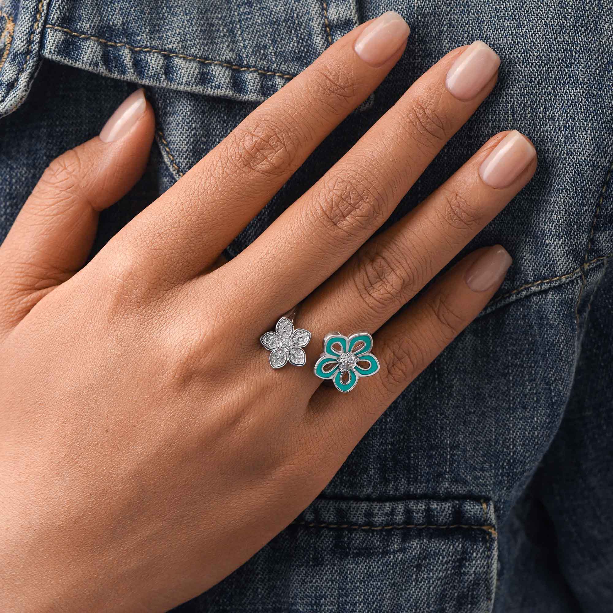 Eternal Twin Blossom Ring - Moissanite 3