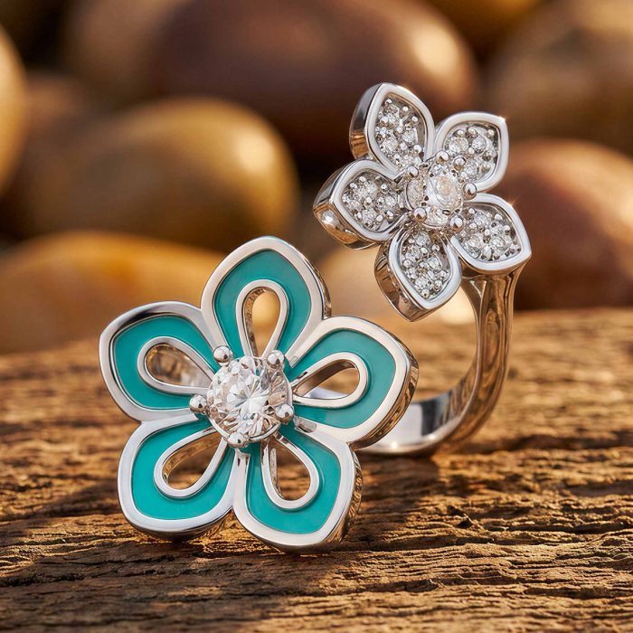 Eternal Twin Blossom Ring - Moissanite 1