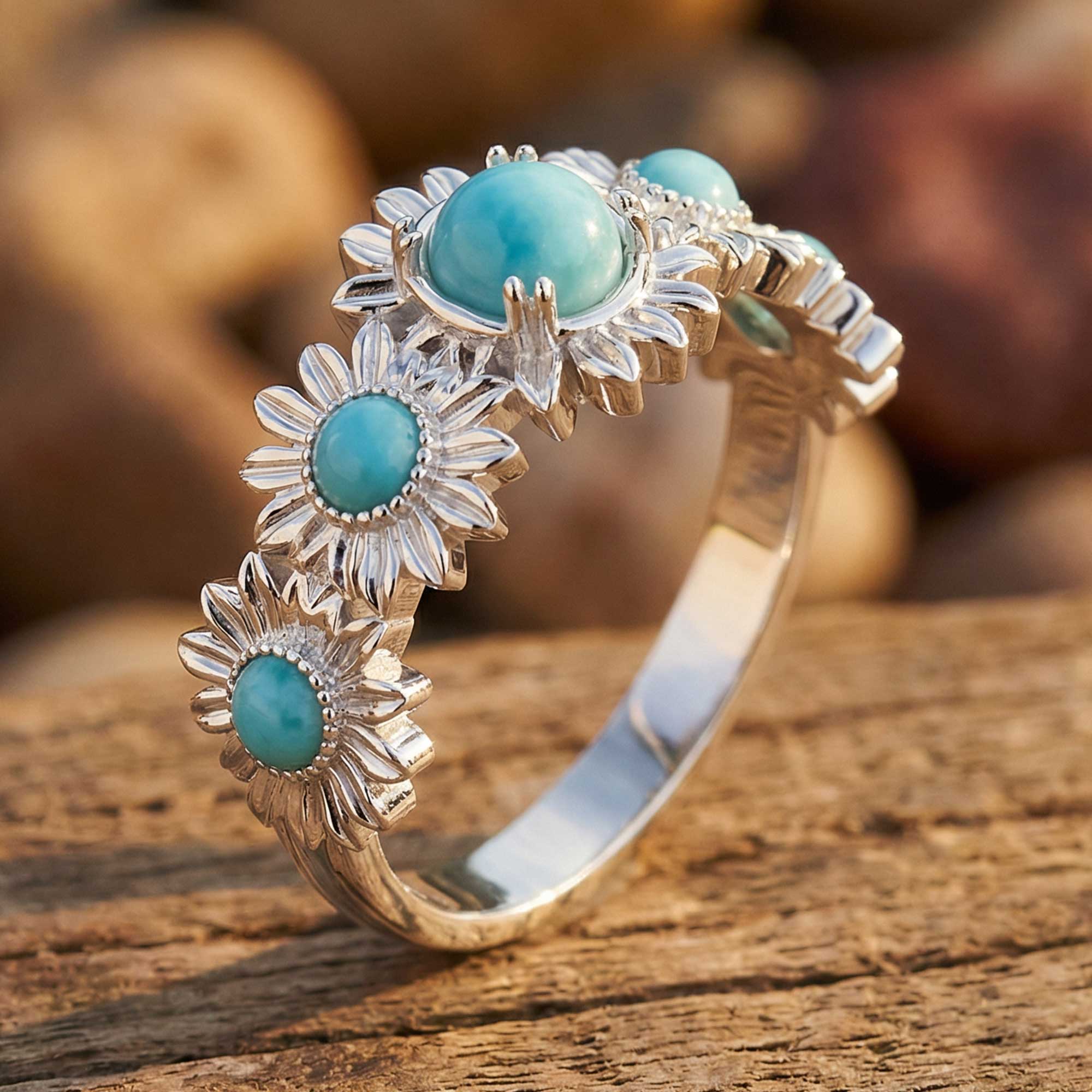 Fierce Blossom Ring - Turquoise 3