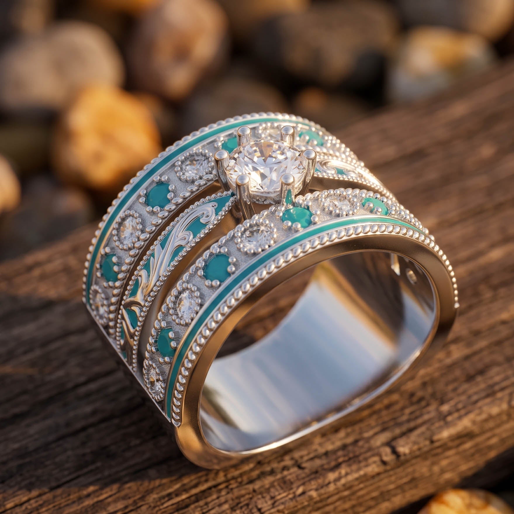 Frontier Current Ring - Moissanite 3