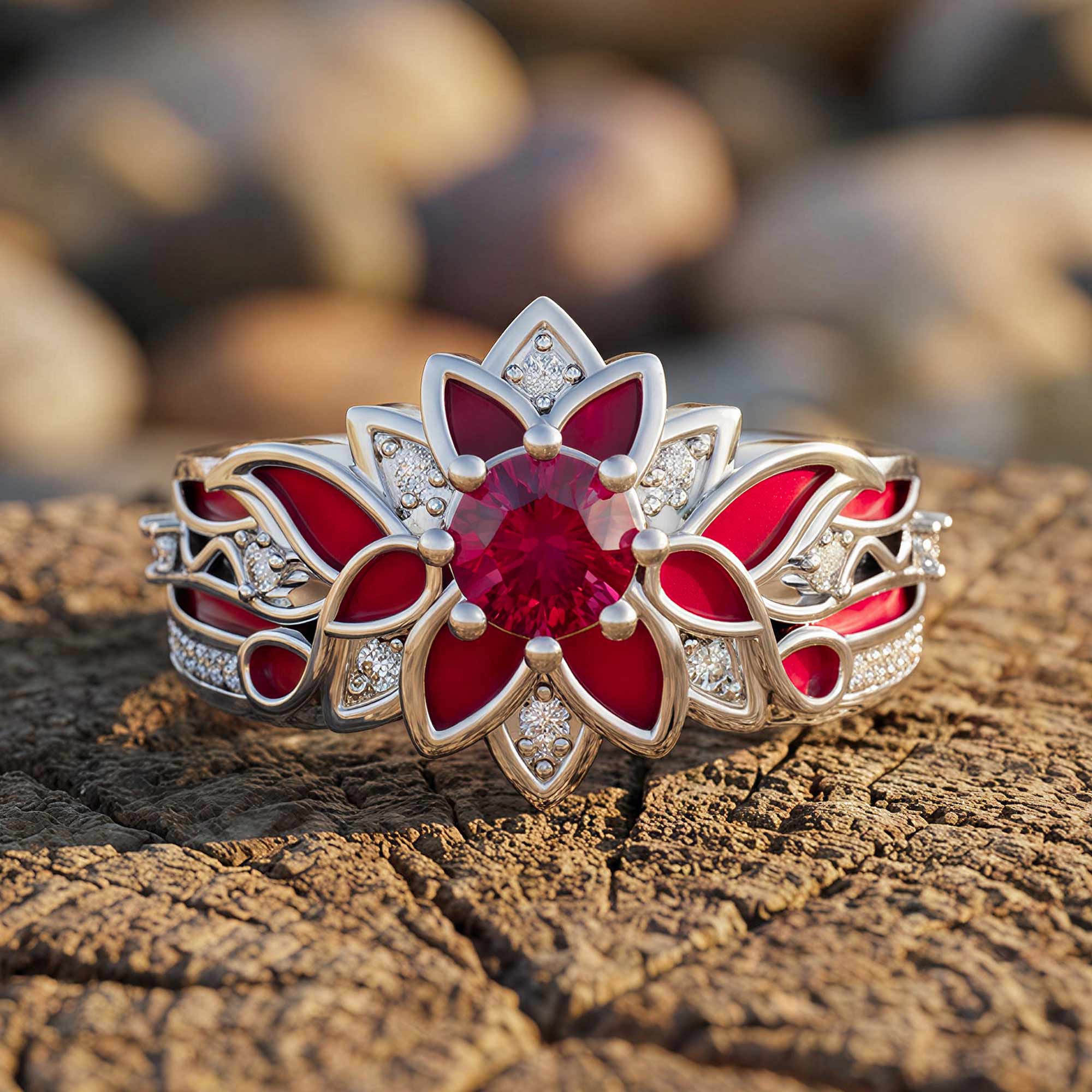 Garden Orchestra Ring - Ruby & Red 1