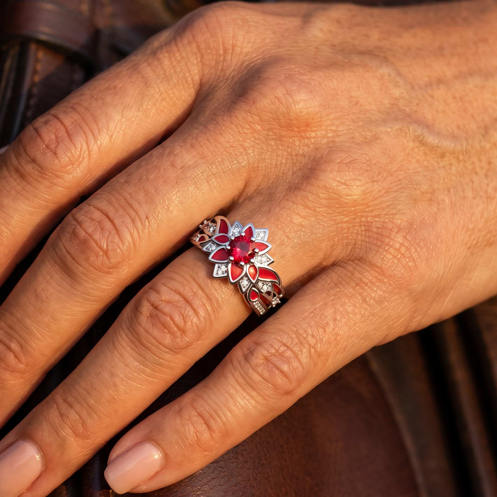 Garden Orchestra Ring - Ruby & Red 2