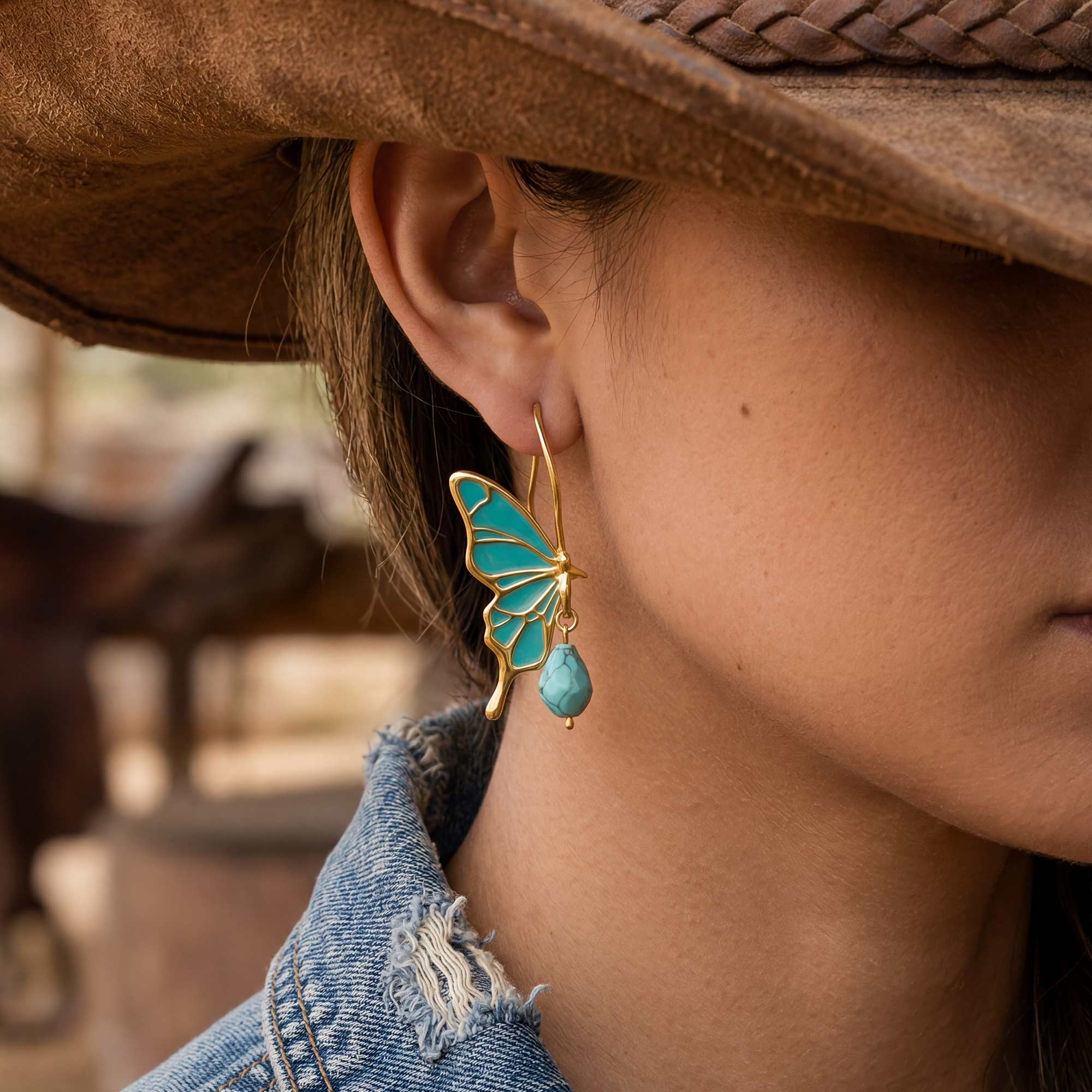 Golden Flutter Earrings - Turquoise 4
