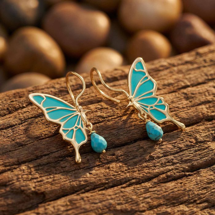 Golden Flutter Earrings - Turquoise 1