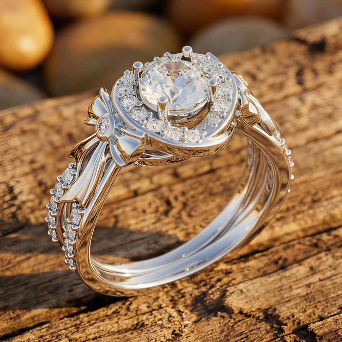 Graceful Bow Entwined Ring - Moissanite 1