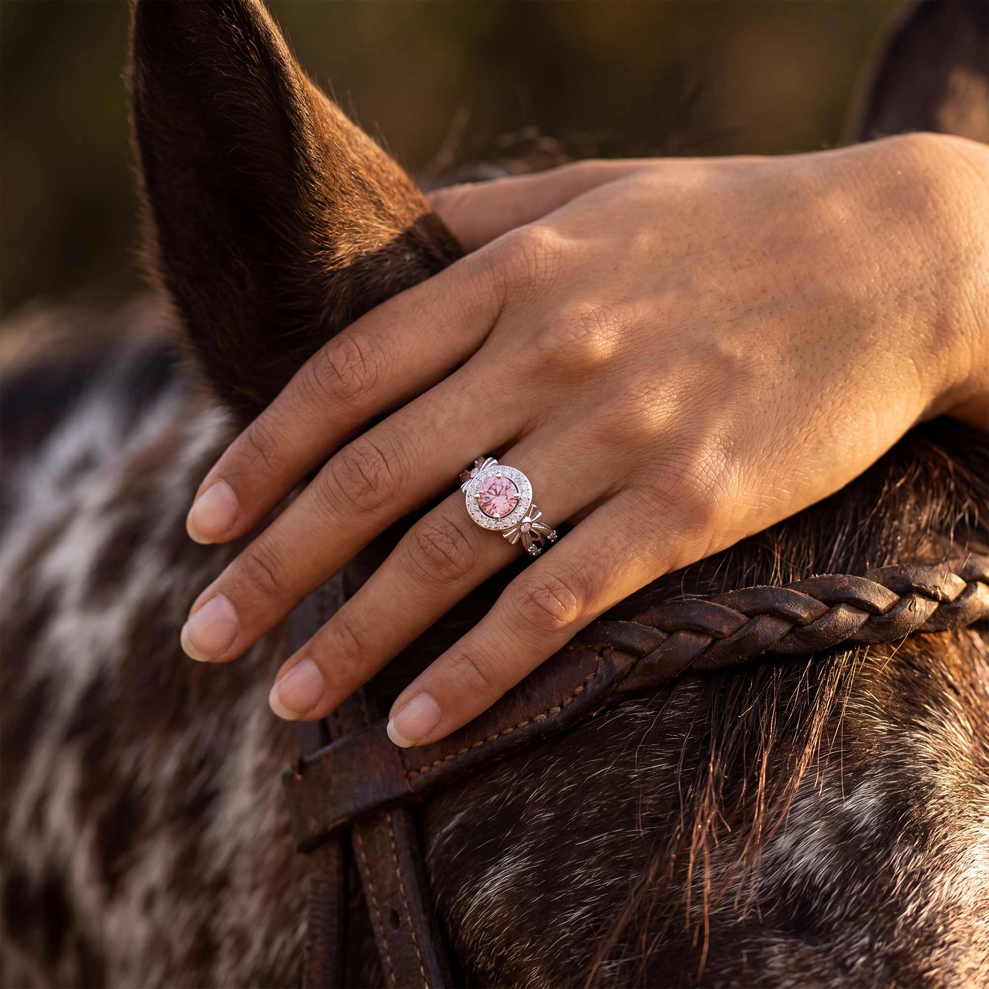 Graceful Bow Entwined Ring - Rose Quartz 2
