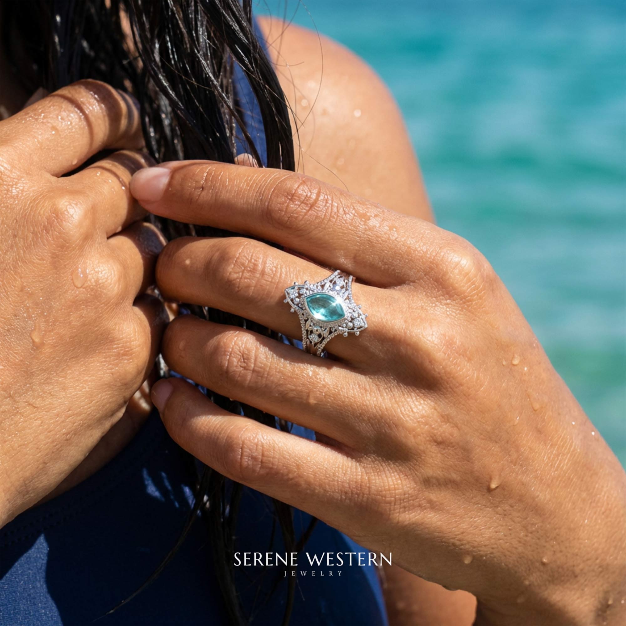 Holy Prayer Ring - Aquamarine 4