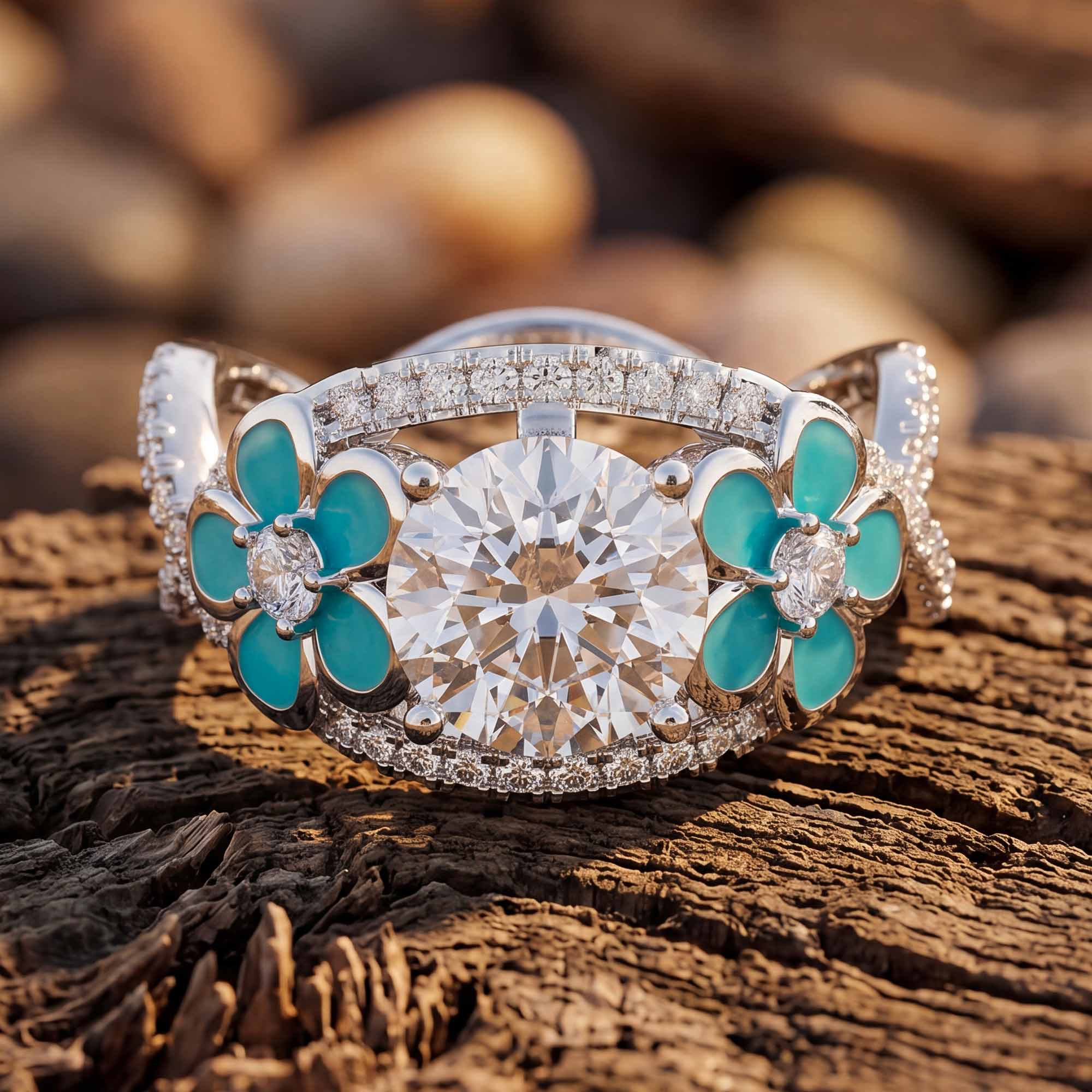 Intertwined Blooming Bud Ring - Moissanite 3
