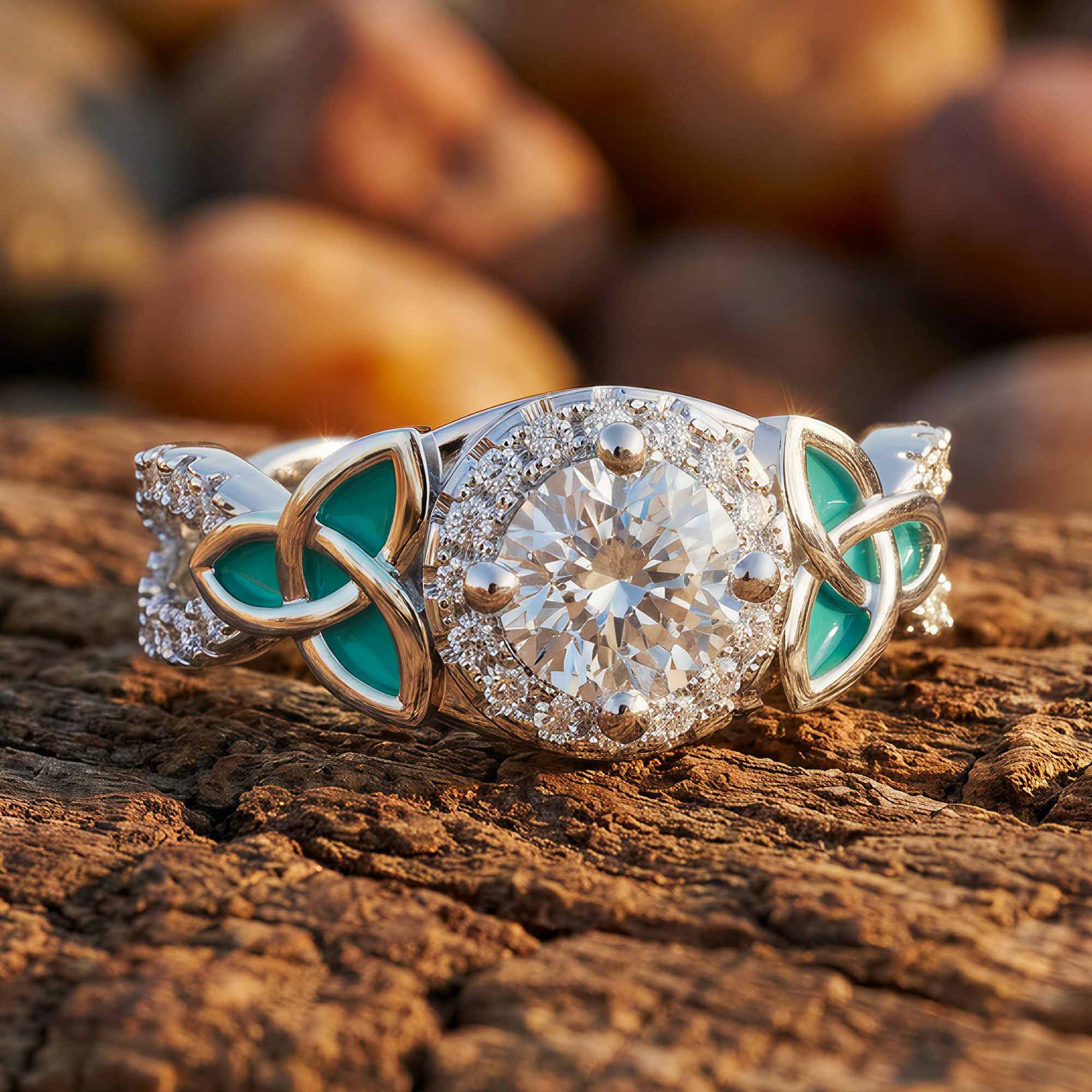 Interwoven Lucky Leaf Ring - Moissanite 1