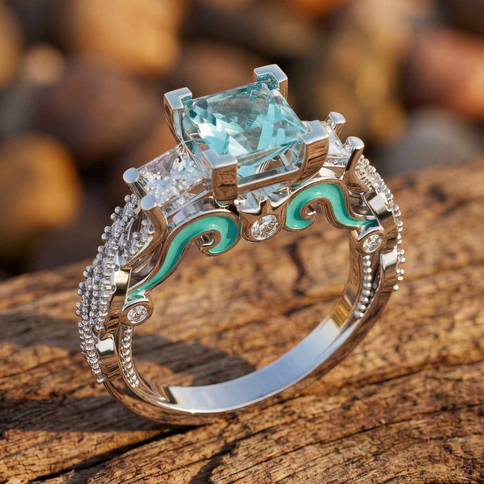 Love Rivet Ring - Aquamarine 1