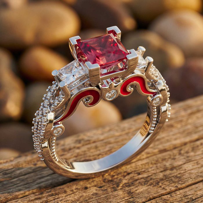 Love Rivet Ring - Ruby 1