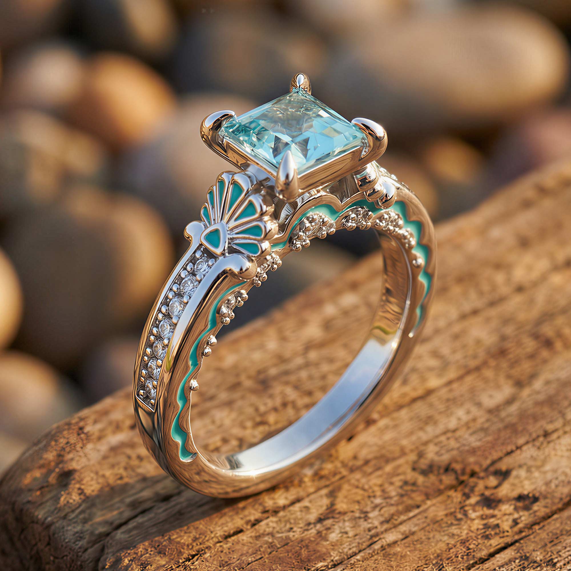 Lumen Crest Ring - Aquamarine 3
