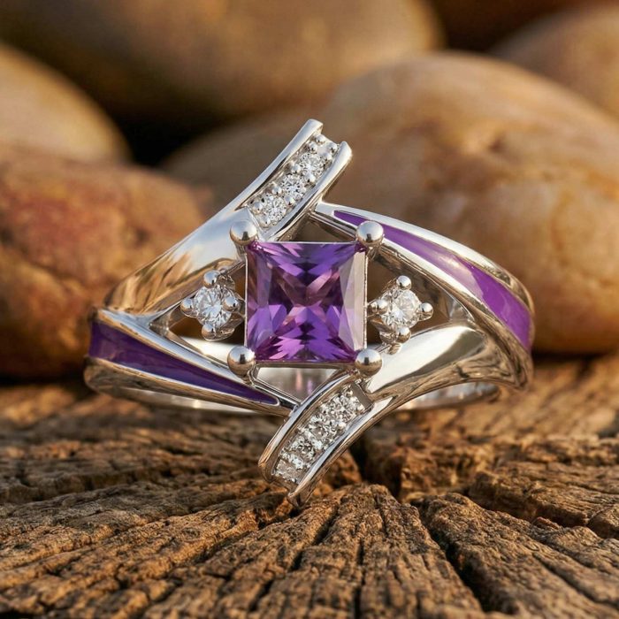 Milky Way Kiss Ring - Amethyst 1