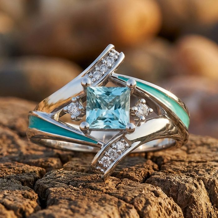 Milky Way Kiss Ring - Aquamarine 1