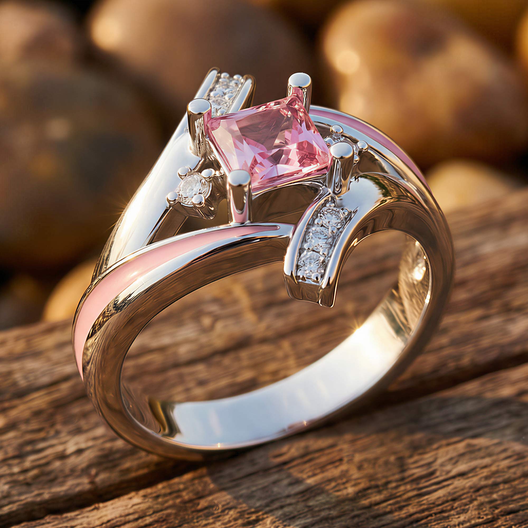 Milky Way Kiss Ring - Rose Quartz 3