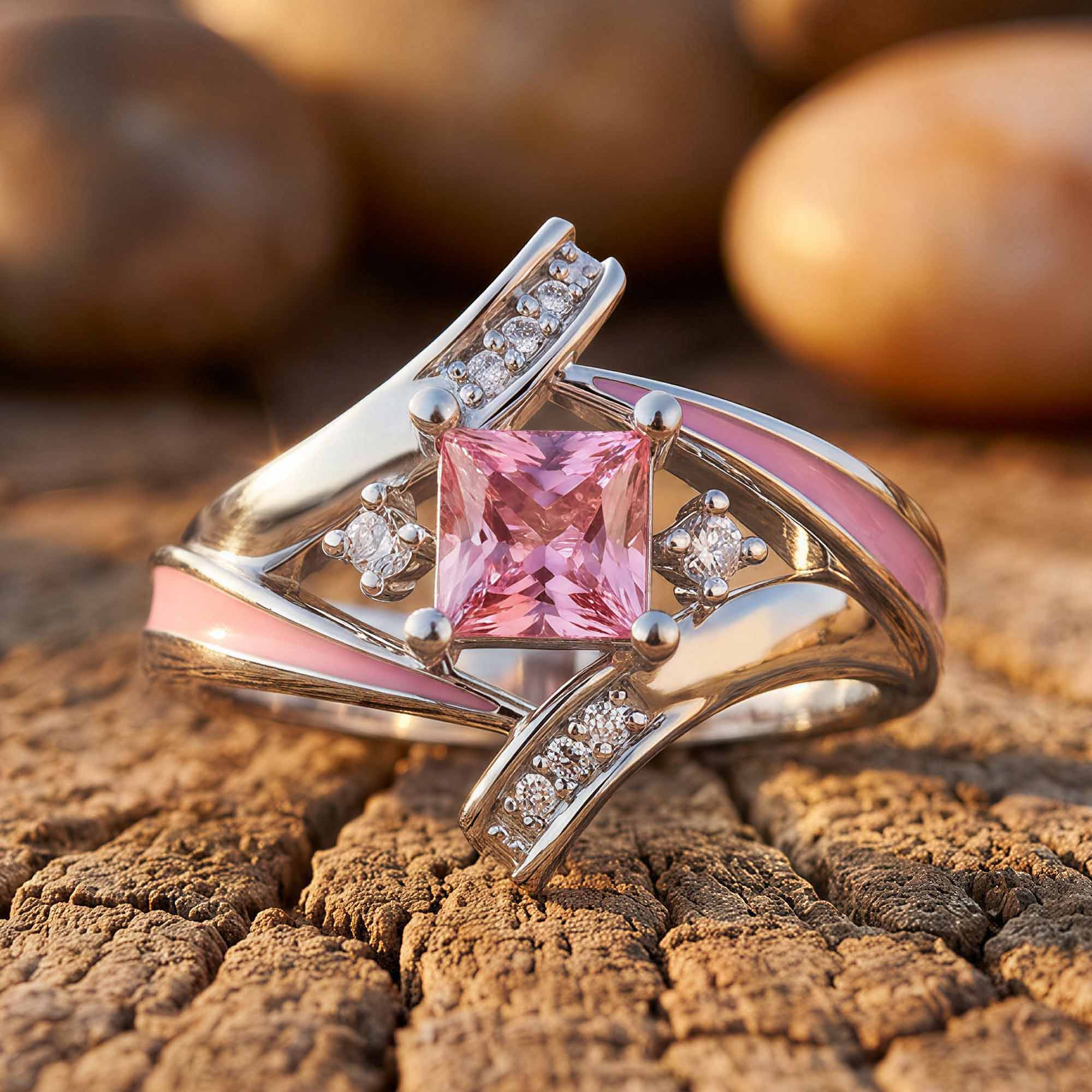 Milky Way Kiss Ring - Rose Quartz 1