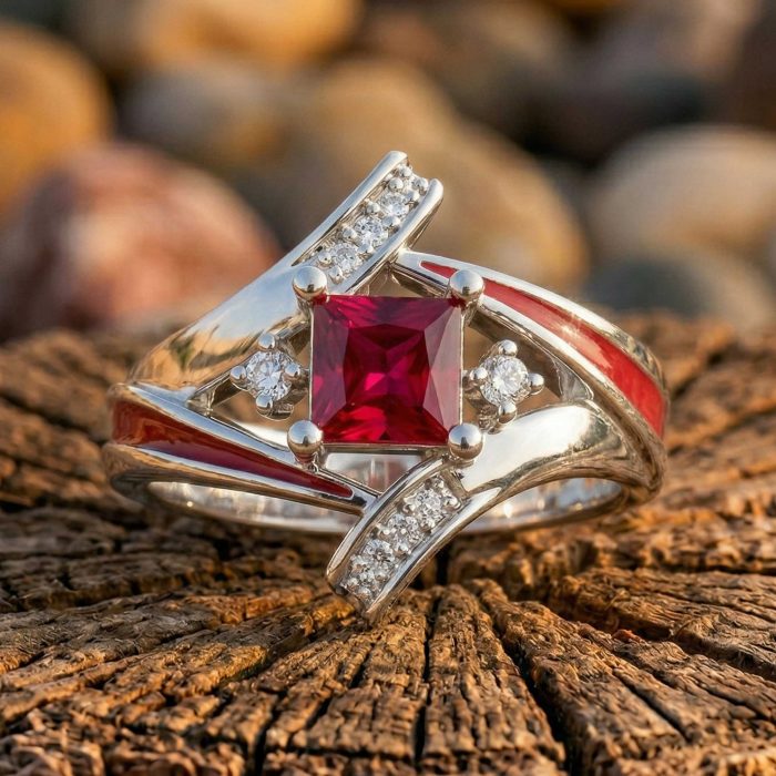 Milky Way Kiss Ring - Ruby 1