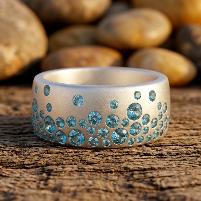 Nebula Drop Ring - Aquamarine 1