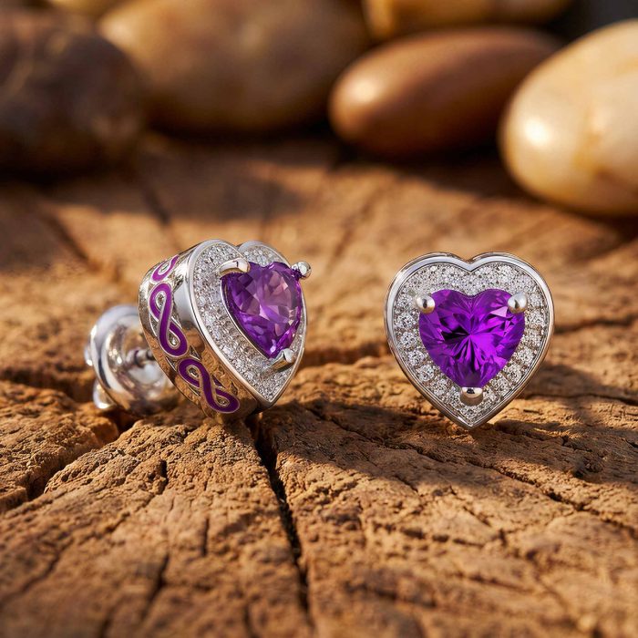 Ocean Heart Earrings - Amethyst 1