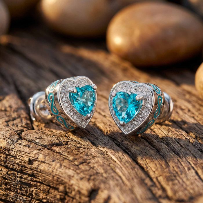 Ocean Heart Earrings - Aquamarine 1
