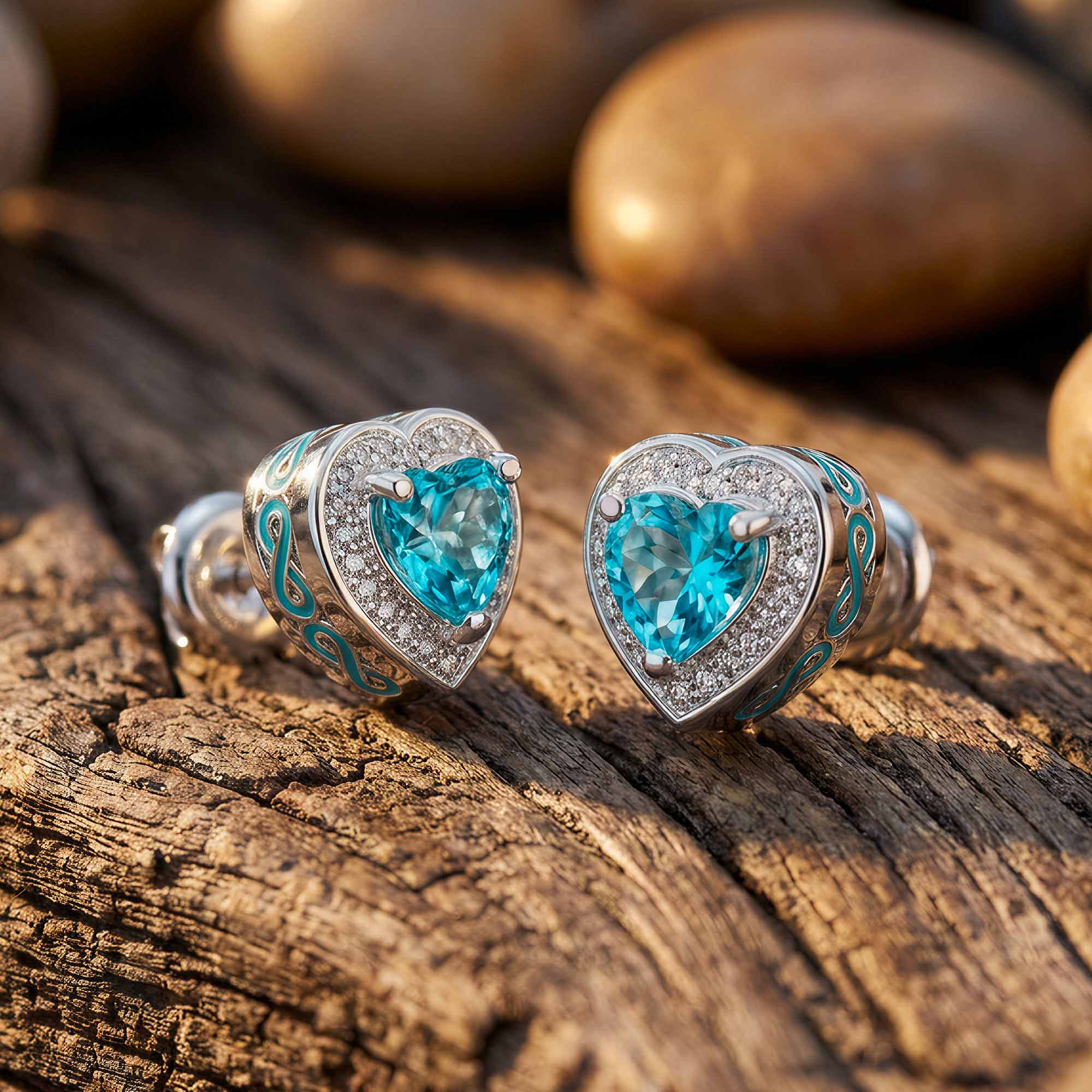 Ocean Heart Earrings - Aquamarine 1