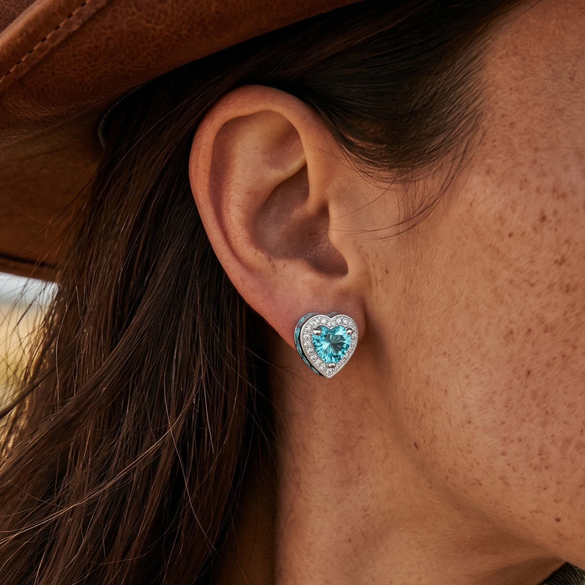 Ocean Heart Earrings - Aquamarine 4