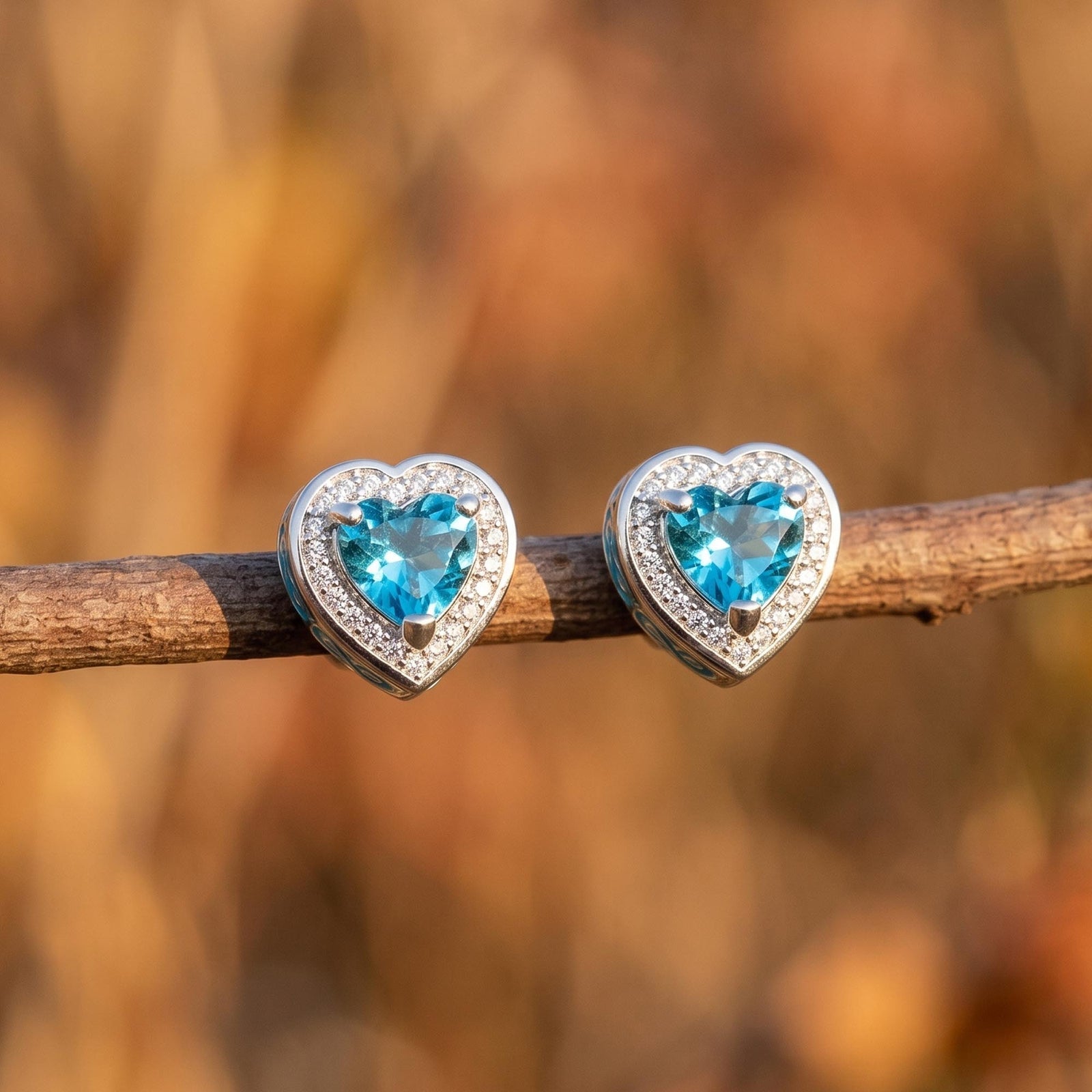 Ocean Heart Earrings - Aquamarine 3