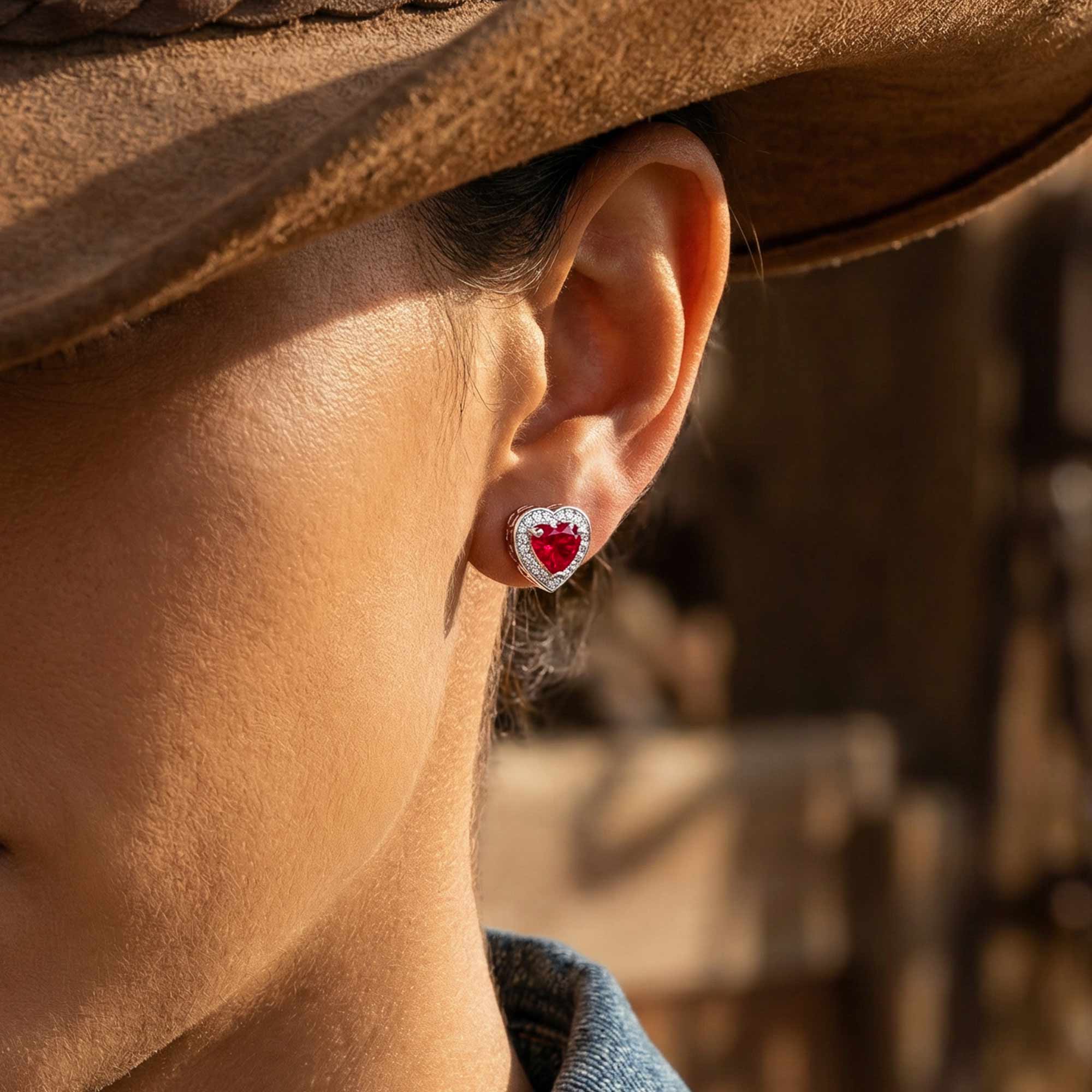 Ocean Heart Earrings - Ruby 2