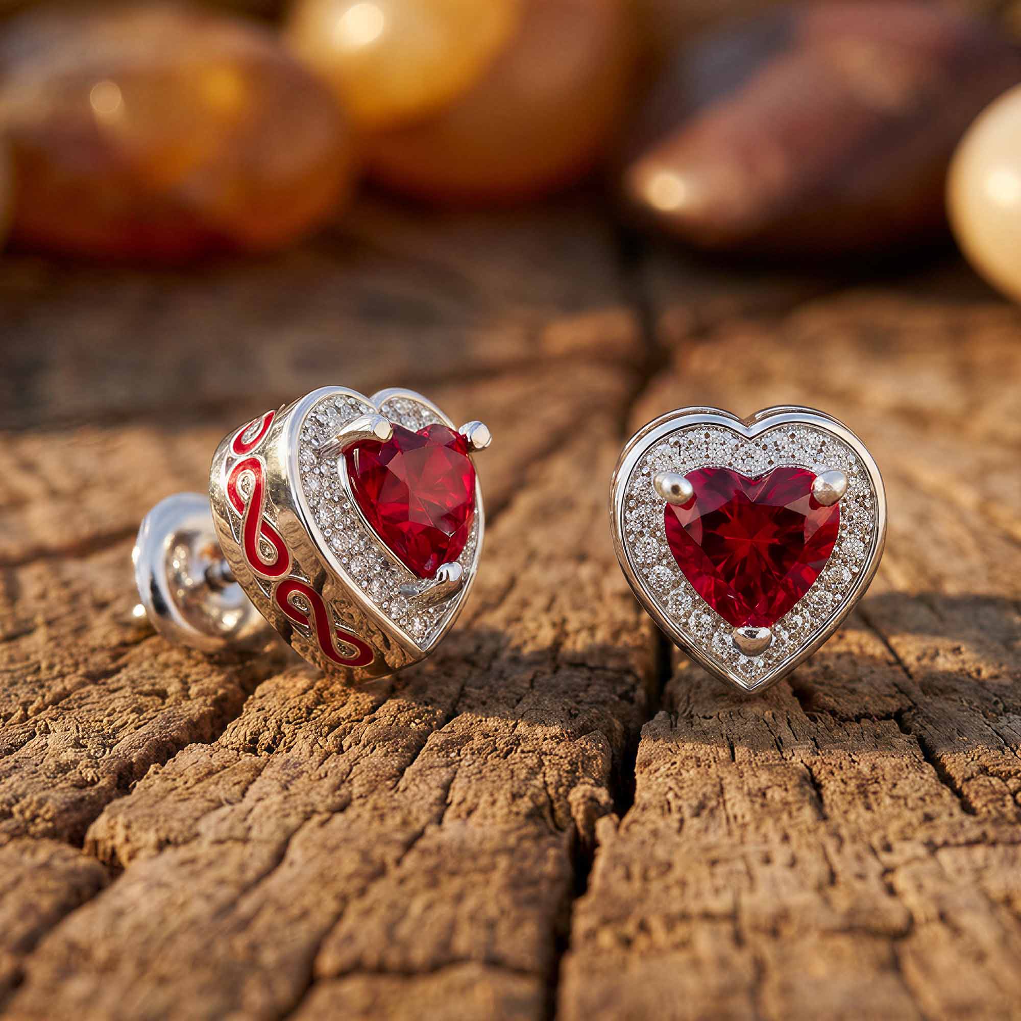 Ocean Heart Earrings - Ruby 1