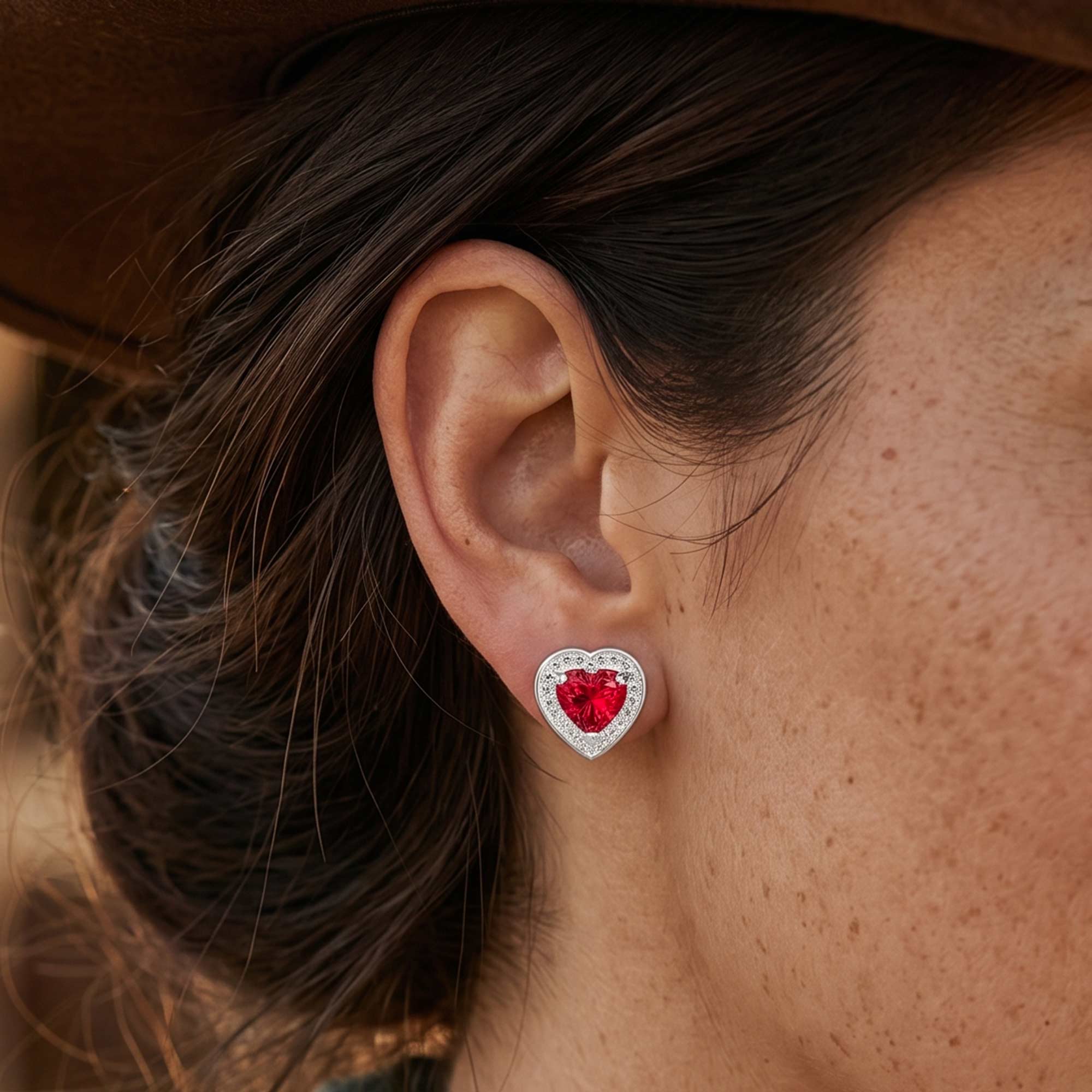 Ocean Heart Earrings - Ruby 4