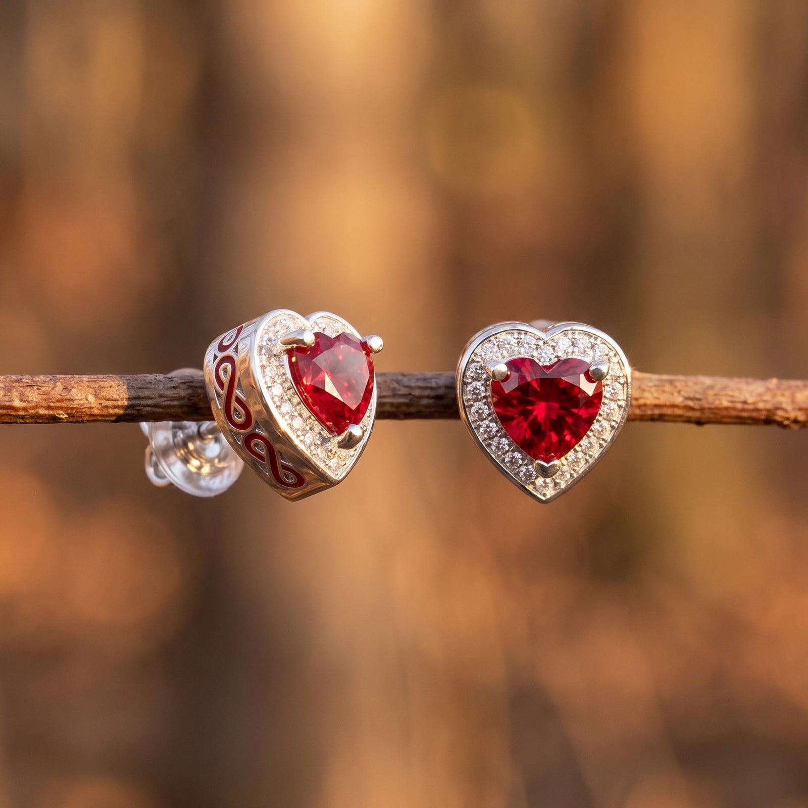 Ocean Heart Earrings - Ruby 3