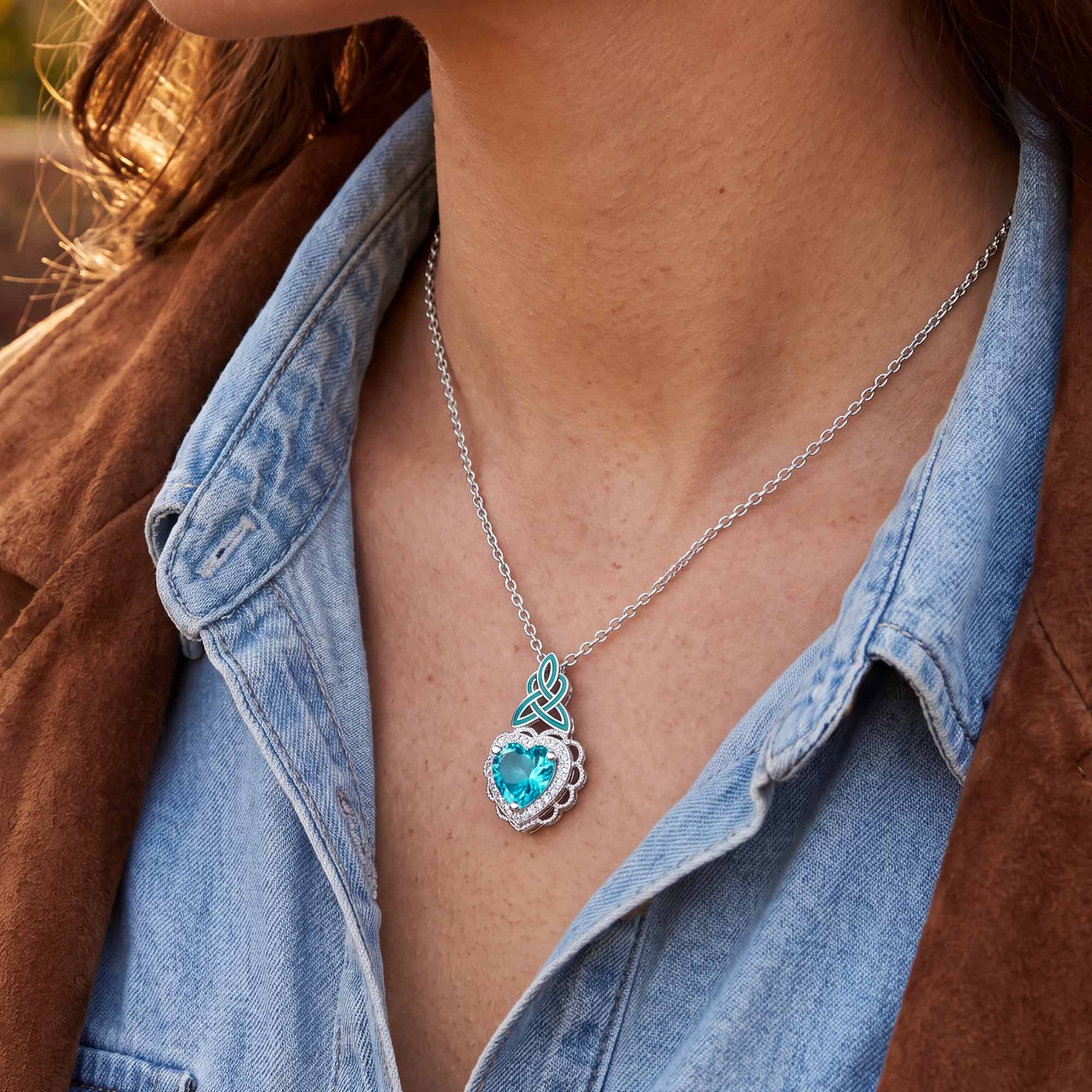 Ocean Heart Necklace - Aquamarine 4