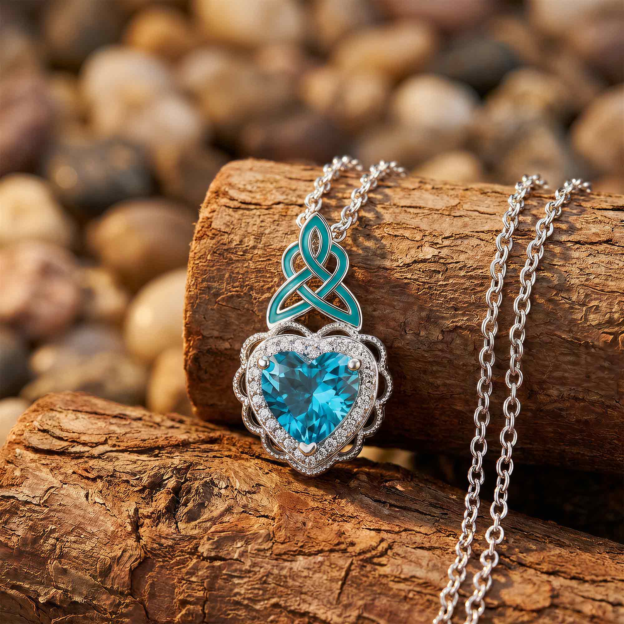 Ocean Heart Necklace - Aquamarine 3