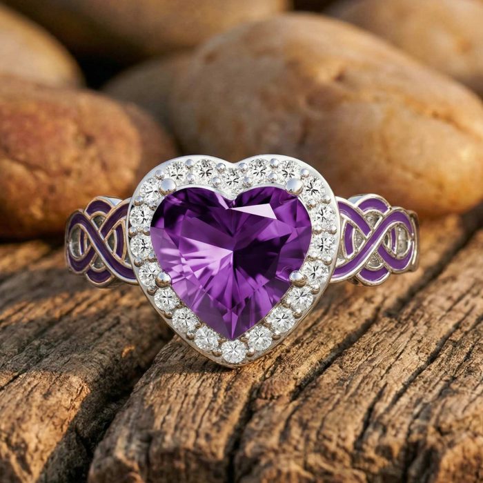 Ocean Heart Ring - Amethyst 1