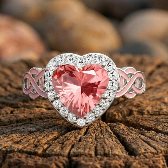 Ocean Heart Ring - Rose Quartz 1