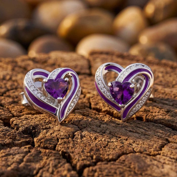 Passion Heart Earrings - Amethyst 1