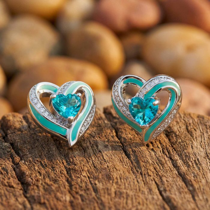 Passion Heart Earrings - Aquamarine 1