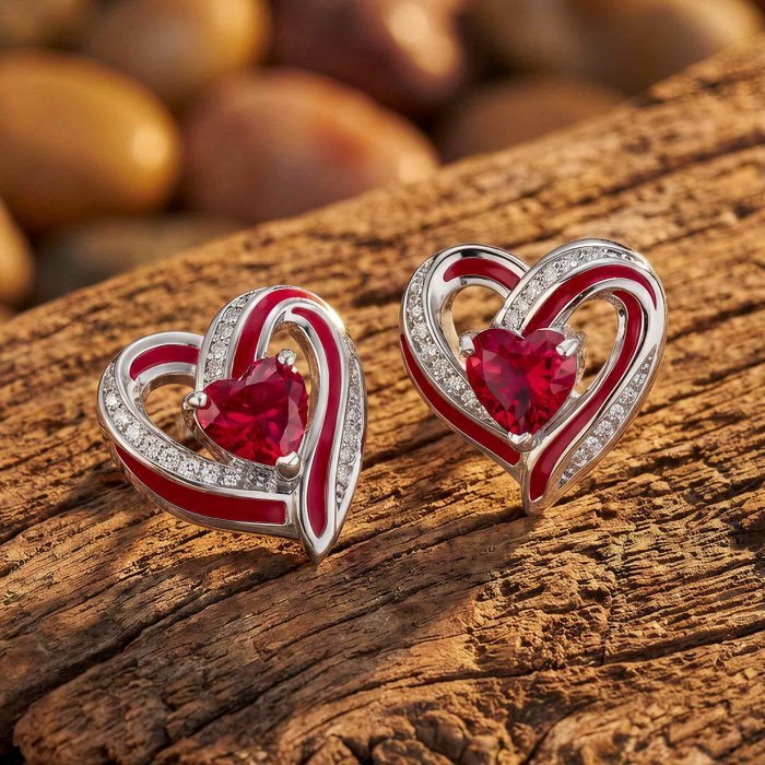 Passion Heart Earrings - Ruby 1