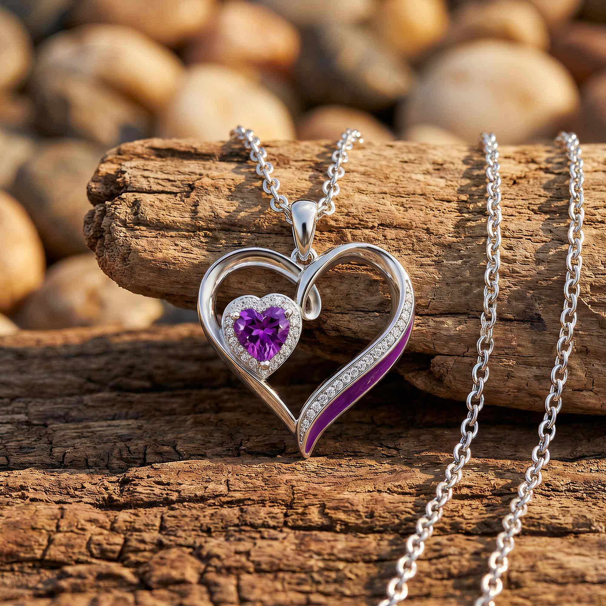 Passion Heart Necklace - Amethyst 3