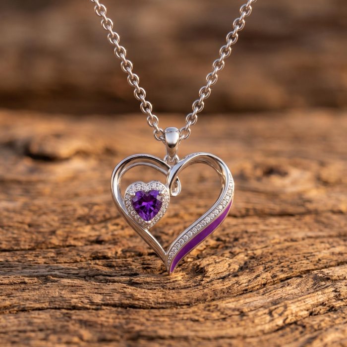 Passion Heart Necklace - Amethyst 1
