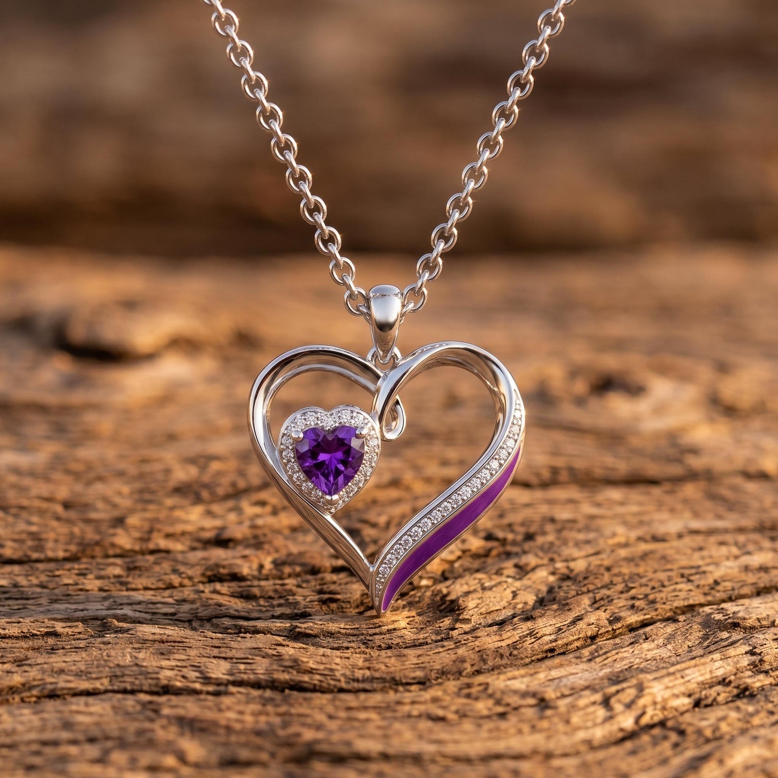 Passion Heart Necklace - Amethyst 1
