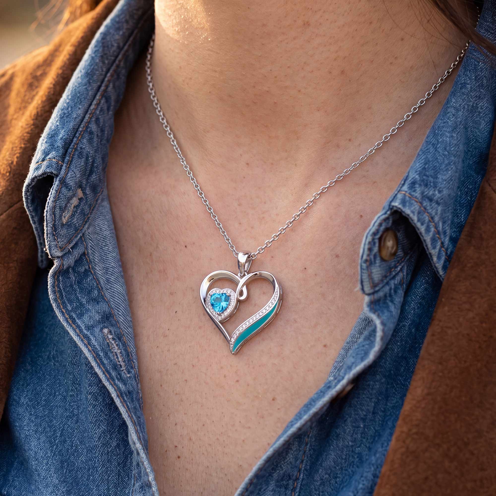 Passion Heart Necklace - Aquamarine 4