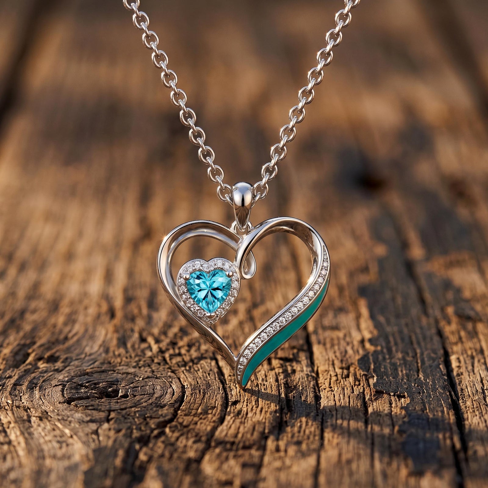 Passion Heart Necklace - Aquamarine 1