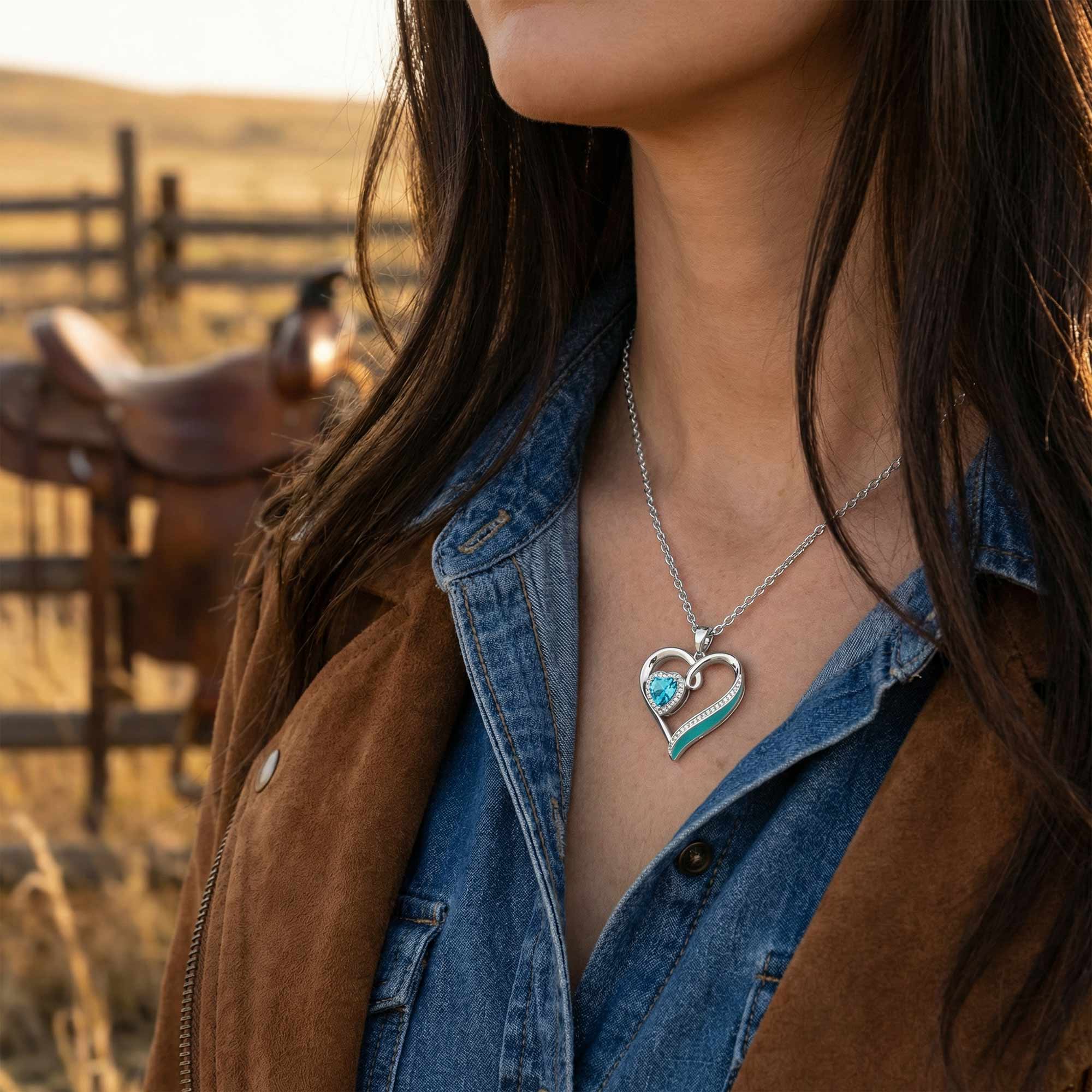 Passion Heart Necklace - Aquamarine 2